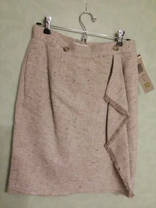 Liz Claiborne Wool Blend Skirt Tan Lined Size 10 Wrap around w/Buttons NWT - Picture 1 of 9