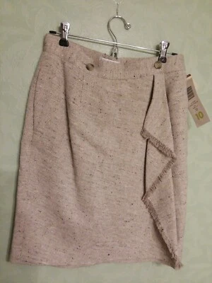  Liz Claiborne шерстяная смесь юбка желтовато-коричневый с подкладкой размер 10 надежном вокруг w/кнопки новый с Ярлыками - Изображение 1 из 4