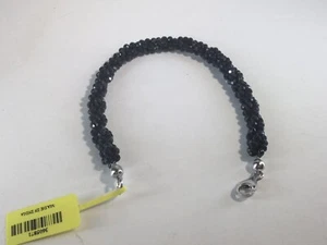 Natural Thai Black Spinel Facet Bead Bracelet In Sterling Silver  - Picture 1 of 4