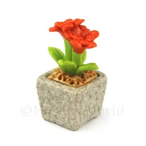 Miniatura Fatta A Mano Fiore In Ceramica Color Arancione Scuro - Foto 1 di 1