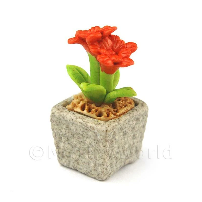 Miniatura Fatta A Mano Fiore In Ceramica Color Arancione Scuro - Immagine 1 di 1