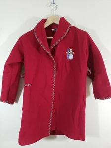 Vintage Cotton Resources Kids Christmas Robe Snowman Red Size 4 (6/7) Cute - Picture 1 of 6
