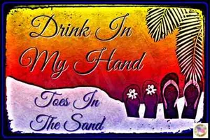 TIKI BAR LETRERO DEDOS DE LOS PIES ARENA HECHA EN EE. UU. 8""X12"" METAL MARGARITAVILLE LUAU BIENVENIDA PLAYA - Imagen 1 de 1