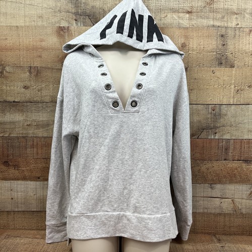 UNDERCOVER FELPA CON CAPPUCCIO VICTORIA'S SECRET ROSA GRIGIO DONNA TAGLIA SMALL