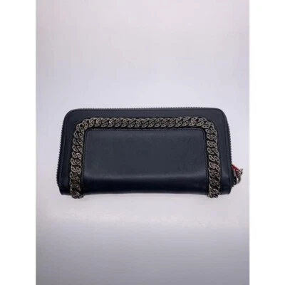 Christian Louboutin Authentic Long Wallet Black Leather Chain Round Zip w/ Box - Image 1 of 4