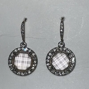 Vintage Pink Rhinestone Wedding Bridal Cocktail Prom Earrings Round Faceted - Picture 1 of 11