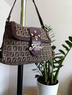 FENDI Zucchino Canvas Shoulder monogram Bag Brown - Image 1 of 4