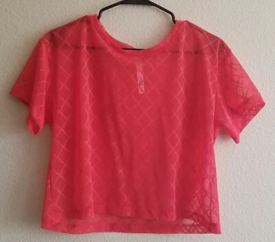 Camisa Victoria’s Secret VSX Pequeña Deportiva Corta Top Atletismo Malla Rojo Dorado  Foto 1 de 4