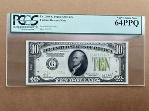 1928C $10 Federal Reserve Note Fr#2003-G PCGS64PPQ G54031036A - Picture 1 of 2