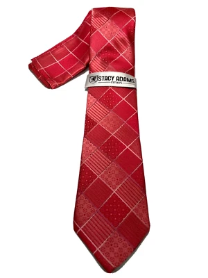 Stacy Adams Men's Tie Hanky Set Coral Diamond  Microfiber 3 1/4” New - Image 1 of 3