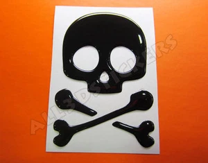 3D Sticker Decal Resin Domed Pirate Skull Adhesive Decal Black - Picture 1 of 1