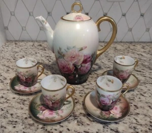 Vintage Thomas Sevres Bavaria "Bourbon Rose" Teekanne Tasse Untertasse Set handbemalt - Bild 1 von 19