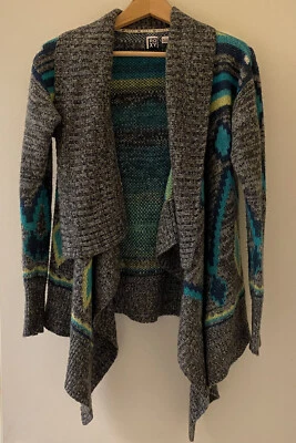 Cárdigan Suéter Roxy Waterfall Azteca Boho Gris Para Mujer Talla Mediana Foto 1 de 4