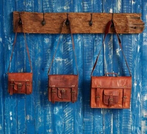 Classic Leather Vintage Messenger Shoulder Men's Laptop School Briefcase Bag - Picture 1 of 5