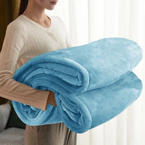 Fleece Blanket Large Bed Sofa Throw Super Soft Warm Faux Fur Mink Double & King - Picture 1 of 180