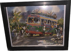 Cadeau souvenir encadré jamaïcain coloré « Country Bus » 11 po x 9 » imprimé un amour