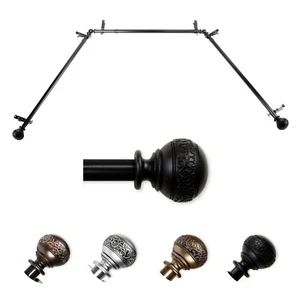 Nadine 13/16" Bay Window Curtain Rod 20"-36", 38"-72", choose from 4 colors - Picture 1 of 5