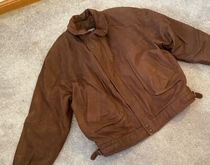 Vintage Wilsons Adventure Bound Heavy Brown Leather Jacket Zip Out Lining XXLT - Picture 1 of 15
