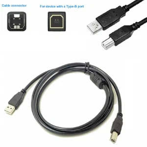 USB 2.0 A to B Printer Cable Power Lead for HP Epson Canon Laptop Computer Black - Picture 1 of 9