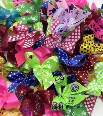HANDMADE BY MYSELF IN THE USA Dog Grooming Bows 50 Assorted Acetate Poodle Maltese Topknot Ear