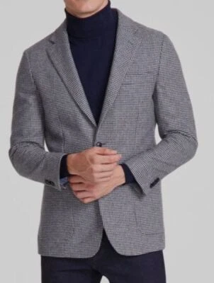 Abrigo deportivo Tommy Hilfiger para hombre gris pata de gallo a cuadros ajuste moderno talla 44R Foto 1 de 3