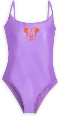 DISNEY MINNIE MOUSE Sz L Purple Red 1-Piece Swimsuit Lined Removable Cups NWOT - Image 1 of 4