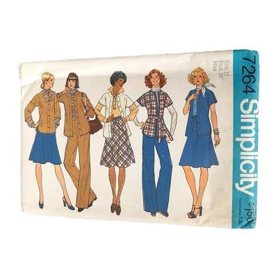 Simplicity 7264 Misses VTG 70s Jacket Skirt Pants Sz 12 Pattern UNCUT FF - Image 1 of 4