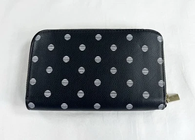 Merona Negro y Blanco Lunares Cartera Cremallera Bolsa y Múltiples Ranuras para Tarjetas B425 Foto 1 de 4