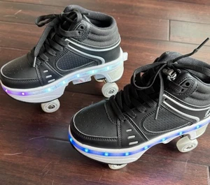 2-in-1 KIDS 4-Wheel Roller Skate Shoes Retractable with LED Lights SIZE 3 US - Picture 1 of 23