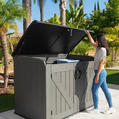 LIFETIME Garden 2,190L Storage Shed Outdoor Space Saving Box Durable Weatherproof Grey