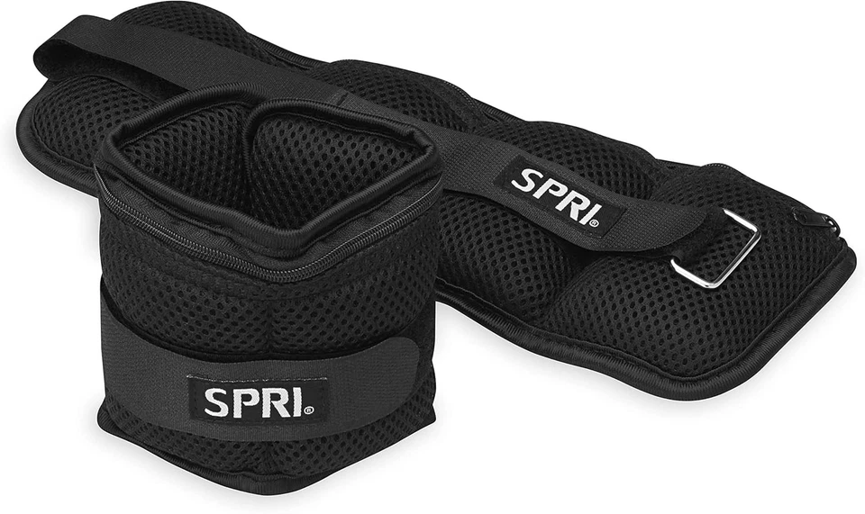 SPRI Adjustable Ankle Weights - Walking 5lb, a) 5-Pound / 2.5lbs Each (Black)  - Image 1 of 4