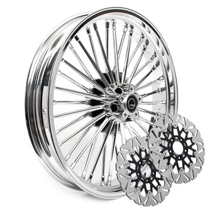 21x3.5 Fat Spoke Front Wheel Rim Rotors for Harley Touring Road King Glide 84-08 - Bild 1 von 9