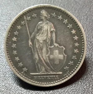 SCHWEIZ 2 FRANKEN 1907 B HELVETIA STEHEND - Silber 27 mm Nr. 1 - Bild 1 von 2