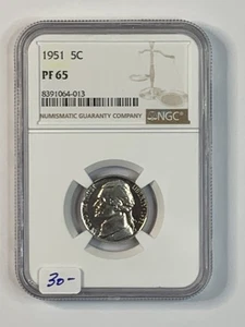 1951 5c Jefferson Proof Nickel NGC PF65 **XARXX4013 - Picture 1 of 4