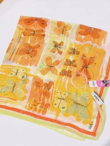 Vera Neumann Retro MCM Orange Sorbet Chiffon Butterfly Scarf For Target 44x44 - Picture 1 of 14