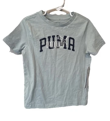 Puma Girls Logo T-shirt Blue White Size 4 NWT - Image 1 of 4