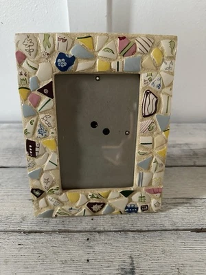 Marco de fotos de azulejos de cerámica amarillo feliz 5”7” velocidad carga soporte o colgar Foto 1 de 4