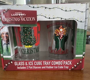 National Lampoon Christmas Vacation Glass & Ice Cube Tray Combo Pack NWT - Picture 1 of 7