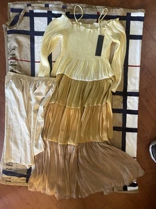 NWT Size Large S.Deer Yellow Tone Dress Lightweight Gorgeous With Extra Linen - Picture 1 of 3