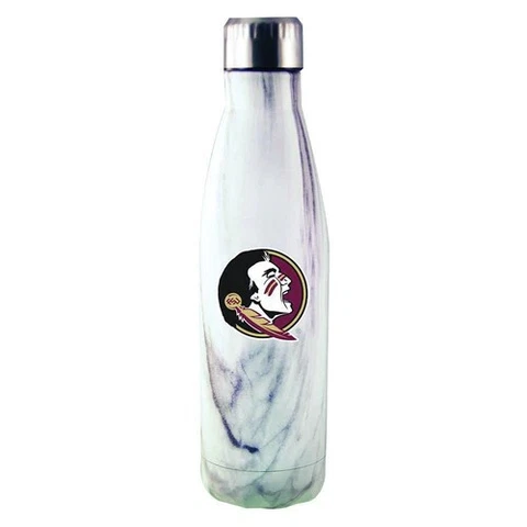 Florida State Seminoles NCAA Marble Hot Cold Stainless Steel Water Bottle 17 oz Cover