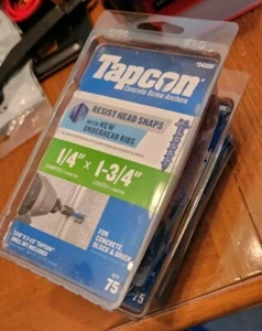 Tapcon Concrete Anchors 1/4" Diameter x 1-3/4" Long Block Brick 150 Pieces 24320 - Picture 1 of 1