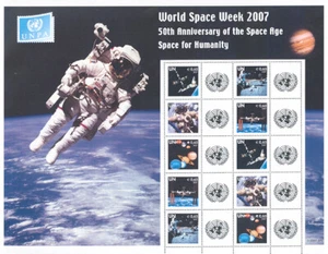 United Nations S21 Vienna 2007 World Space Week Personalized Sheet - Picture 1 of 1