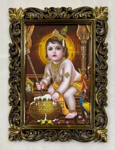 Bal Krishna Handmade Wooden Wall Hanging Frame Duco Polished (23 X 17 Inch) - Picture 1 of 6