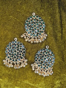 1 BIG GREEN GOLD CRYSTAL BEADS FANCY DRESS BUTTON/TESSEL DRESS BUTTON SEWING - Picture 1 of 12