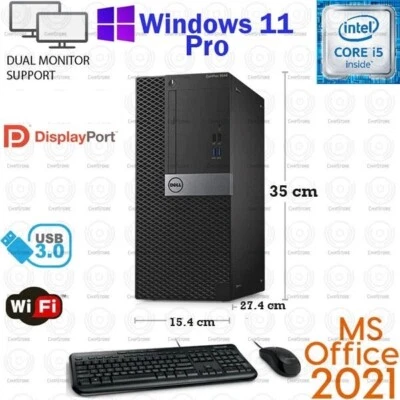 WINDOWS 11 PC Dell Desktop Computer PC DVD Core i5 SSD OFFICE 2021 - Image 1 of 2