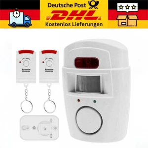 Drahtloser PIR-Bewegungsmelder-Alarm Hausalarmsystem Sirene mit 2Fernbedienungen - Bild 1 von 10