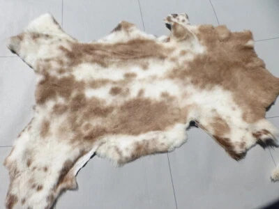 Merino sheepskin leather large hide Brown & White Spotted dense fluffy soft hair - Image 1 of 4
