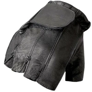 Hot Leathers GVM1011 Naked Leather Unlined Fingerless Gloves with Padded Gel Pal - Picture 1 of 9