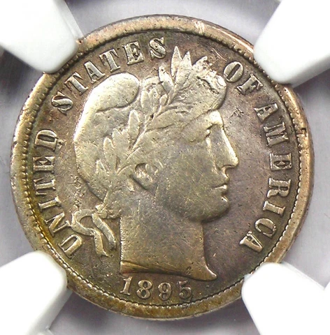 1895-O Barber Dime 10C Coin - Certified NGC VF Detail - Rare Date Coin! Cover