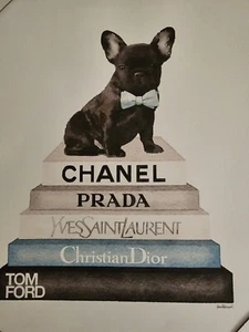 Neu. The Stupell Wohndeko Buchstapel Hund Aquarell Leinwand Wand Plaqué - Bild 1 von 5